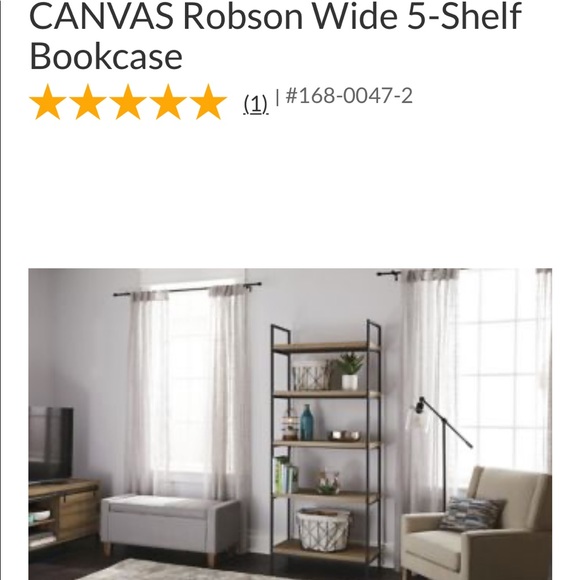 Canvas Robson Wide 5-Shelf Bookcase - Picture 9 of 9